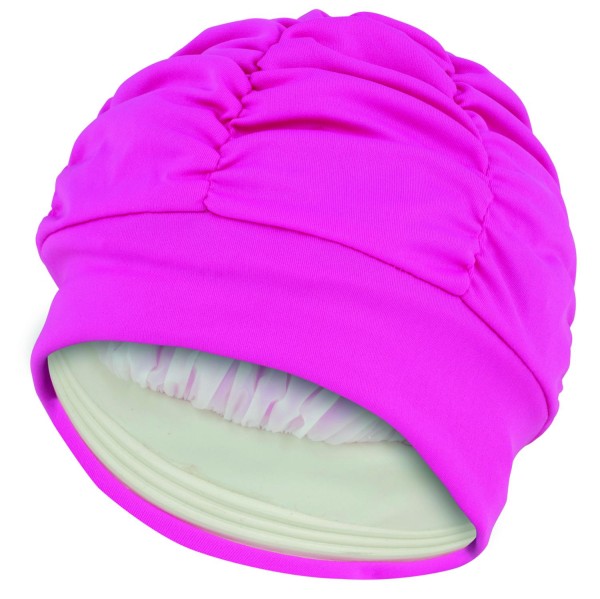 Bonnet de bain Fashy en tissu rose avec capuche film intérieur et joint