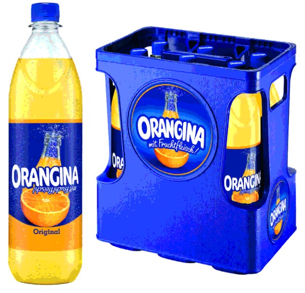 1 x 6 Orangina limonade jaune 1 litre boîte d'origine incluse dépôt consigné
