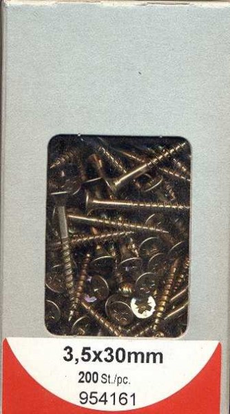 200 pcs aggloméré Vis Pozi 3,5 x 30mm chromaté