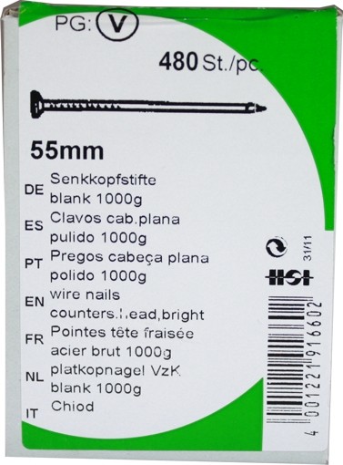 Vis à têtes fraisées en fer blanc 55 mm KP1000 g