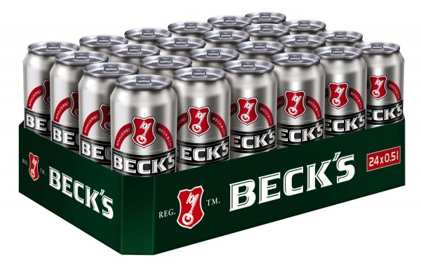Becks Pils 24x0.5L bidons 4.9% Vol_EINWEG REDUCED BBD 05-2024