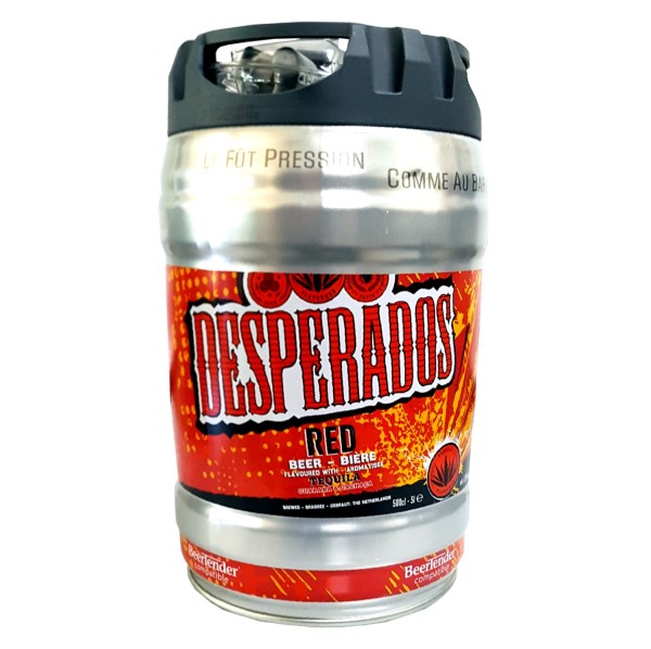 2 x Birra desperados rossa con tequila, guaranà, cachaca, barile di festa, barile da 5 litri, incluso 5,9% vol.