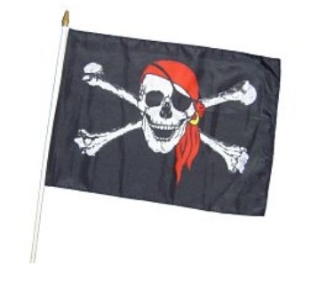 Bannière au bâton de bois...Pirate avec écharpe