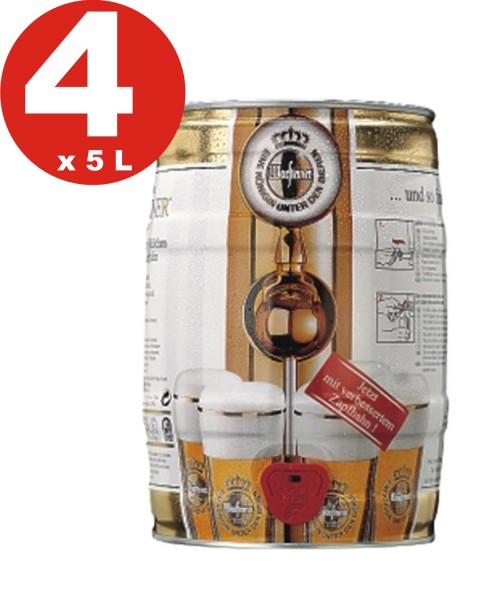 4 x Warsteiner Pils 5L Fut de bière Allemande 4,8% vol.