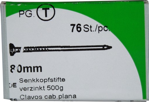 Tête fraisée vis têtes de fer galvanisé, 80 mm PK 500 g