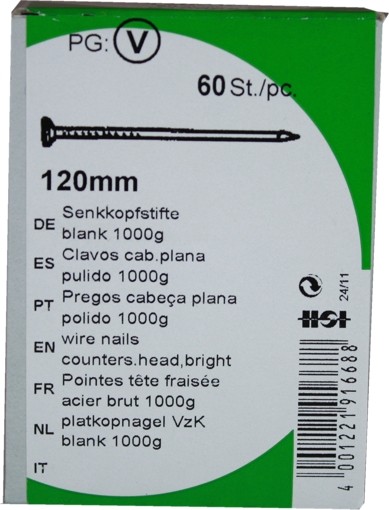 Vis à têtes fraisées en fer blanc 120 mm