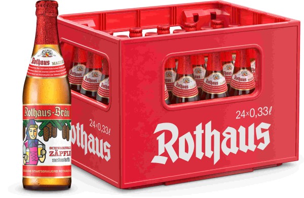 24 x Rothaus Schwarzwaldzäpfle naturellement trouble 0,33 L - 5,1% vol. Boîte d'origine RÉUTILISABLE