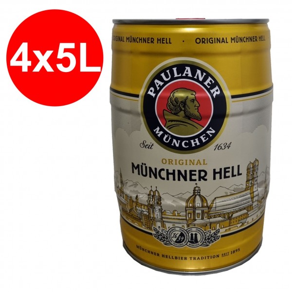 4 x Paulaner Muenchner Enfer 5 litres Fut de bière Allemande 4,9%vol. alc.