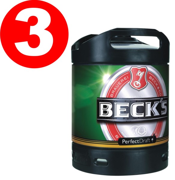 3 x Becks Pils Perfect Draft 6 litres fÃ»t de biÃ¨re 4,9% vol. f