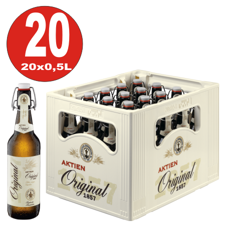 19 x Aktien Original 0.5 litre 5.3% vol. Boîte d'origine MULTIWAY