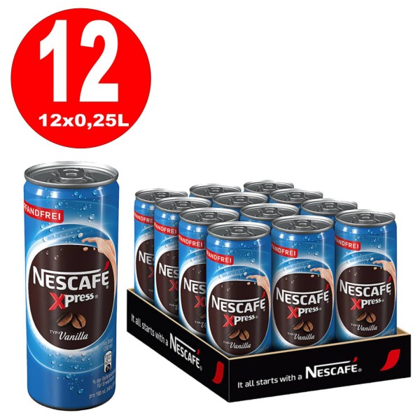 12 x Nescafé Xpress Vanilla 0.25L can can free