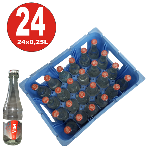 24 x bouteille d'eau minérale Vittel Gourmet 0,25 L en verre dans son emballage d'origine MULTIWAY