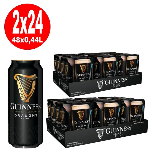 2 x Guinness Draft Can 24x440 ml = 48 canettes 4.2% vol.alc.