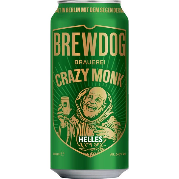 12x canettes de 0,5L de Brewdog Dominicain Crazy Monk Helles 5% Vol JETABLE