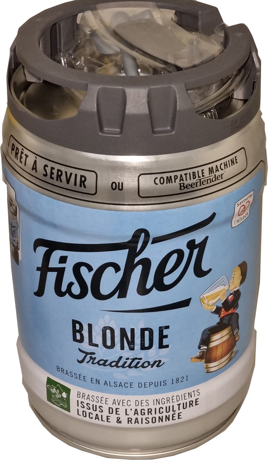 Bière blonde Fischer 5 litres 6,0% vol. avec robinet Fût Party JETABLE