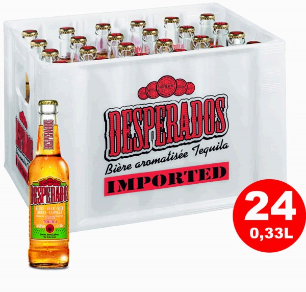 24 x Desperados Tequila bière 0.33 litres 5,9 % Vol.