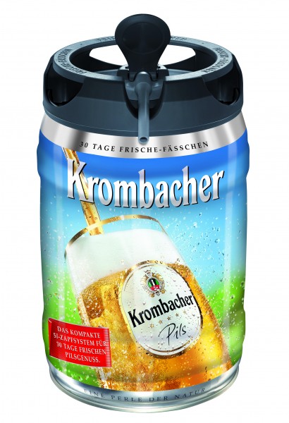 4 x Récipient de fraîcheur Krombacher Pils, 5 litres Fut de bière Allemande 4,8% vol