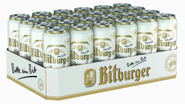 Bidons Bitburger Pilsener 24x0,5L 4,8% Vol. Reduced canettes bosselées