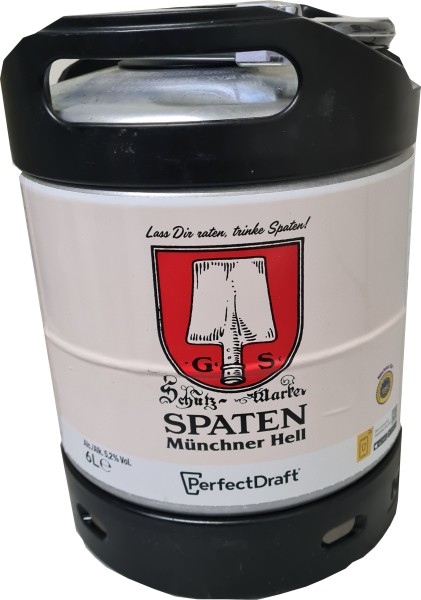 2 x Spaten Münchner Hell Perfect Draft fût réutilisable de 6 litres 5,2% vol. Dépôt réutilisable