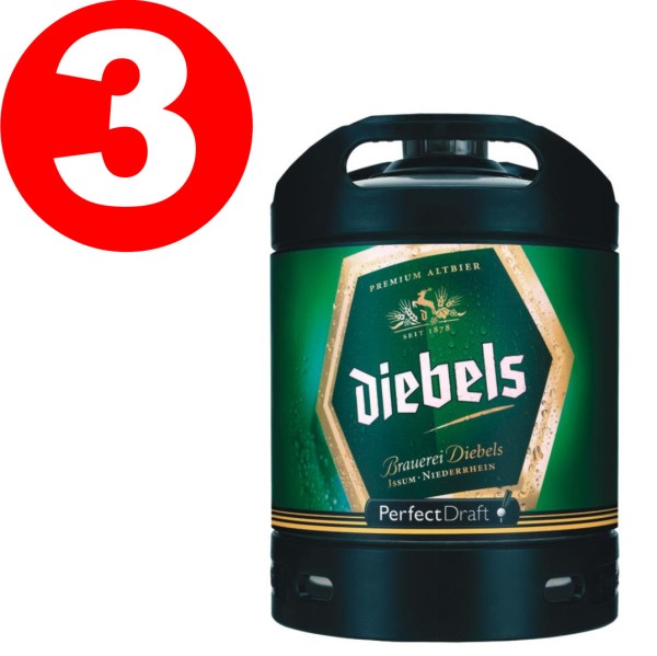 3 x Diebels Alt Perfect Draft fÃ»t de biÃ¨re 6 litres 4,9% vol.