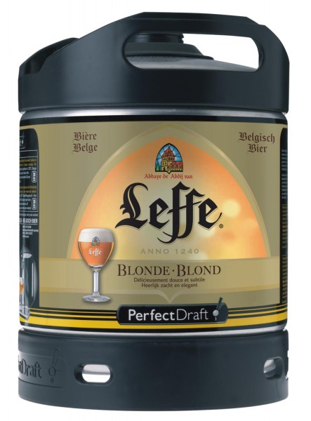 Leffe Blonde fût de biere de Beldien Perfect Draft 6 litres baril 6,6 % vol.