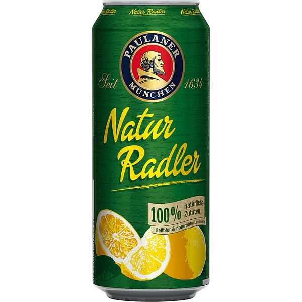 24 bidons de 0,5 L de Paulaner Radler sans alcool JETABLE