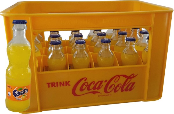 24 bouteilles de boîte en verre d'origine Fanta Orange 0,2 L