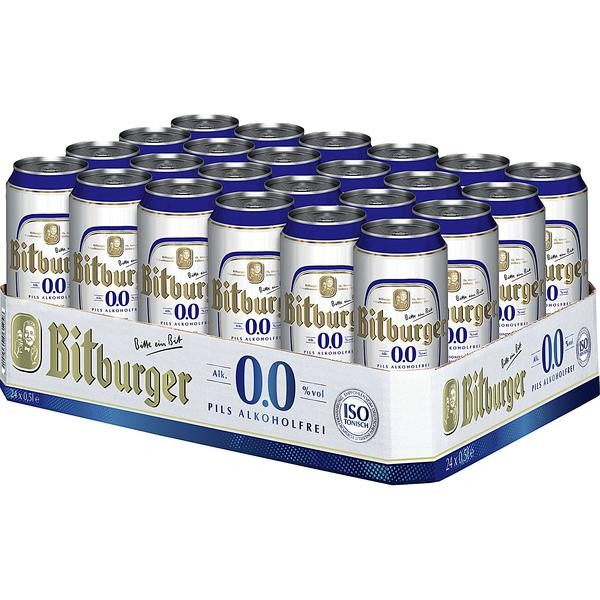 Bidons de 24x0,5L Bitburger Pilsener 0.0 SANS ALCOOL