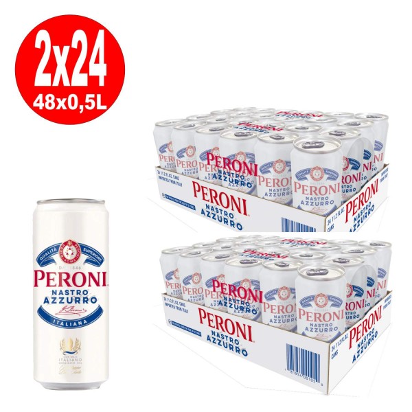 2 x Peroni Nastro Azzuro Italie 24 x 0,33 L = 48 canettes 5,1% vol. alc. UNE MANIÈRE