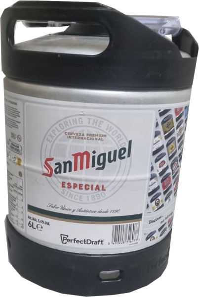 San Miguel Especial Perfect Draft Fût de 6 litres 5,4% vol. Dépôt réutilisable