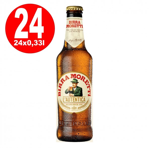 24 x Birra Moretti L'autentica 4,6% vol. carton de bouteille 0.33L bouteille MULTIWAY