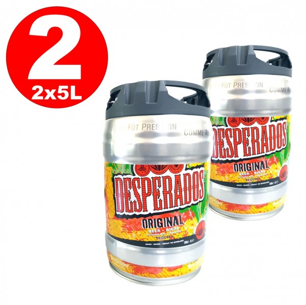 2 x Desperados Fut de bière avec Tequila dans 5 litres keg incl. Spigot