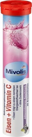 Mivolis 35 x comprimés effervescents de fer et vitamine C, 20 pièces, 82 g complément alimentaire C