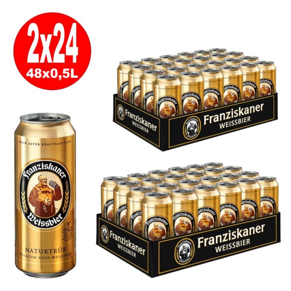 2 x Franziskaner Hefe Weissbier Hell Naturtrüb 24x 0,5L = 48 canettes 5% Vol.- UNE MANIÈRE