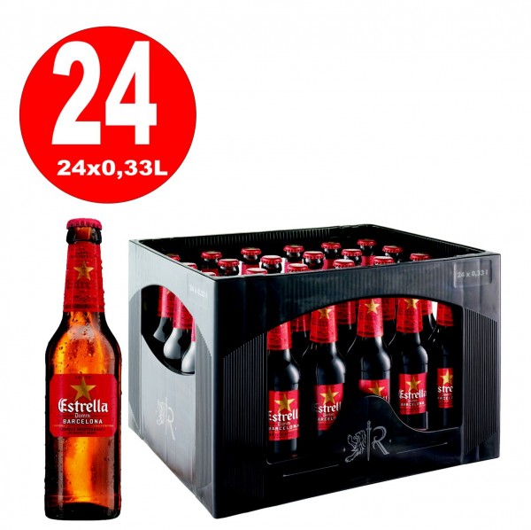 24 x mère d'Estrella lager espagnole 5,4% vol. 0,33l carton de bouteille MULTIWAY