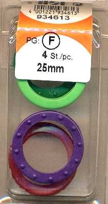 4 pièces anneaux d'identification de couleur autour plastique 25mm
