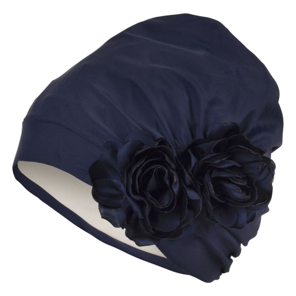 Bonnet de bain en tissu Fashy, fleurs en tissu sur le côté, bonnet intérieur en aluminium