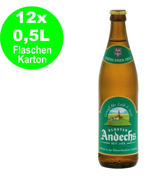 20 x Andechser Vollbier hell 0,5 l - 4,8% vol. Boîte d'origine d'alcool