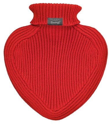 Fashy 6526 40 BOUTEILLE CHAUDE COEUR AVEC HOUSSE TRICOT COL ROULÉ 0,7 L rouge