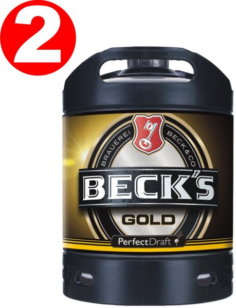 2 x Becks Gold Perfect Draft de 6 litres 4,9% vol.BBD 31.12.23 - Reduced