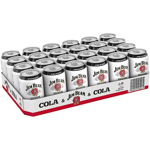 24 x Jim Beam et Cola 330 ml peuvent 10% vol. Dépôt aller simple