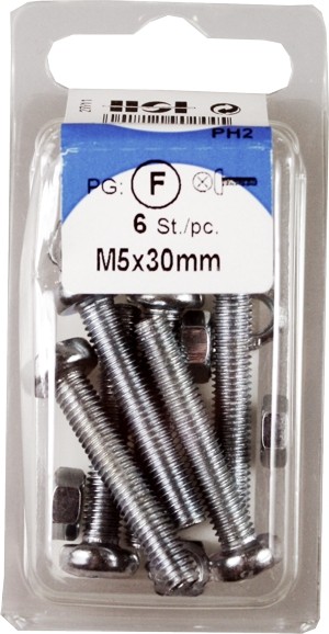 Boulons filetés avec noix de M5x30mm