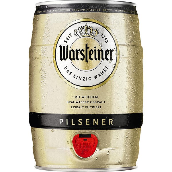 2x Fut de bière Allemande Warsteiner Pils 5 L Parti 4,8% vol.