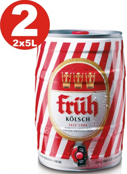 2 x Frueh Koelsch 5 L Fut de bière Allemande 4,8% vol.À consommer de préférence avant le : 6.5.25 Réduit