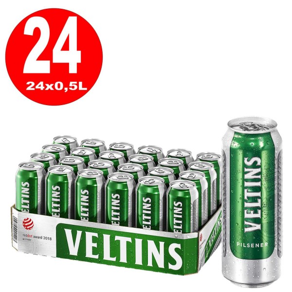 24 boîtes Veltins Pilsener 0,5 L 4,8% vol, y compris un dépôt à sens unique REDUCED best before 26.4.23