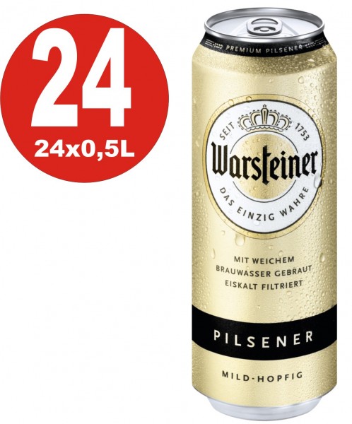 Warsteiner Pilsener 24x0,5L doses de 4,8% vol
