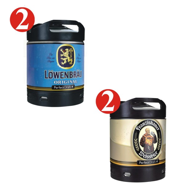 2 x Loewenbraeu origine 2 x FRANZISKANER Perfect Draft fÃ»t de biÃ¨re 6 litres 5,2% et 5,0% vol