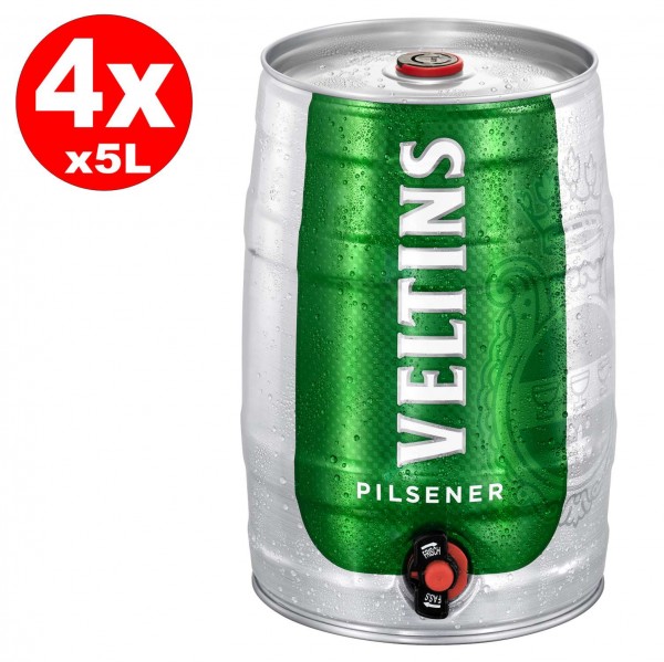 4 x Fût de fête Veltins Pilsener 5 litres 4,8% vol.