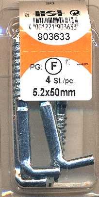 4 pièces Schlitzschraubhaken galvanisé 5,2 x 50mm