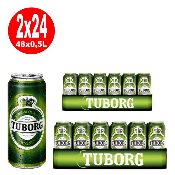 2 x Tuborg Pilsener du Danemark 24x 0,5L = 48 canettes 4,9% vol. _Une manière